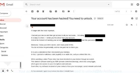 Bitcoin Email Scam “Your account has been hacked! You need to unlock ...