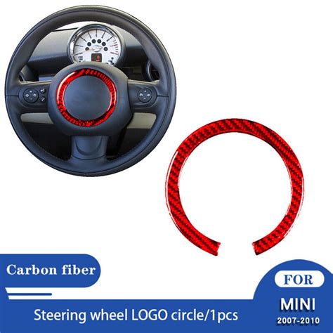 For Mini Cooper 2007 10 Red Carbon Fiber Interior Steering Wheel Logo