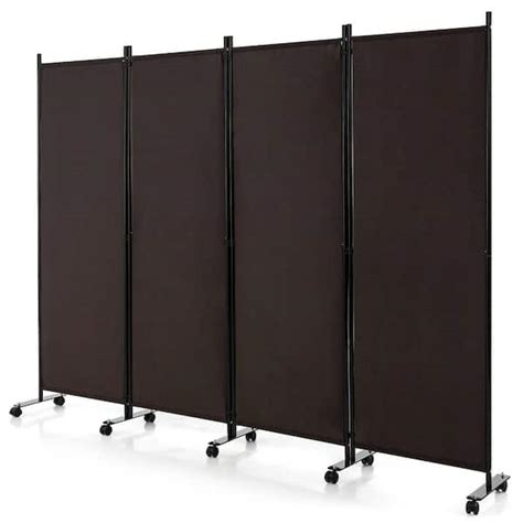 Costway Panel Folding Room Divider Ft Rolling Privacy Screen With