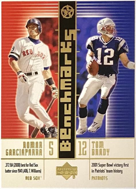 Tom Brady Nomar Garciaparra 2002 Upper Deck UD Superstars BenchMarks