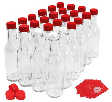 Hot Sauce Bottles With Red Caps And Shrink Bands 5 Oz Case Of 24 Hot