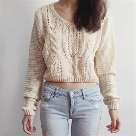 Lace Up Back Cropped Knit Sweater Cream · Megoosta Fashion · Free Shipping Worldwide On All Orders