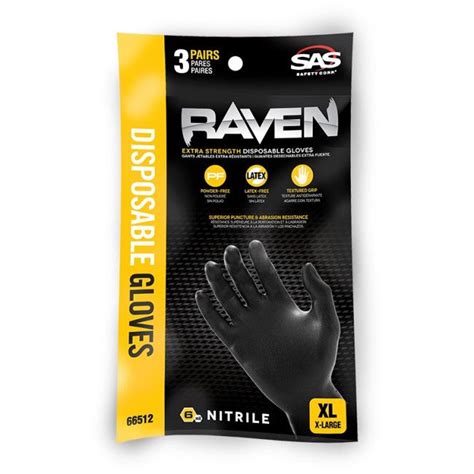 Raven Powder Free Nitrile Exam Grade Disposable Gloves X Large 3pairs