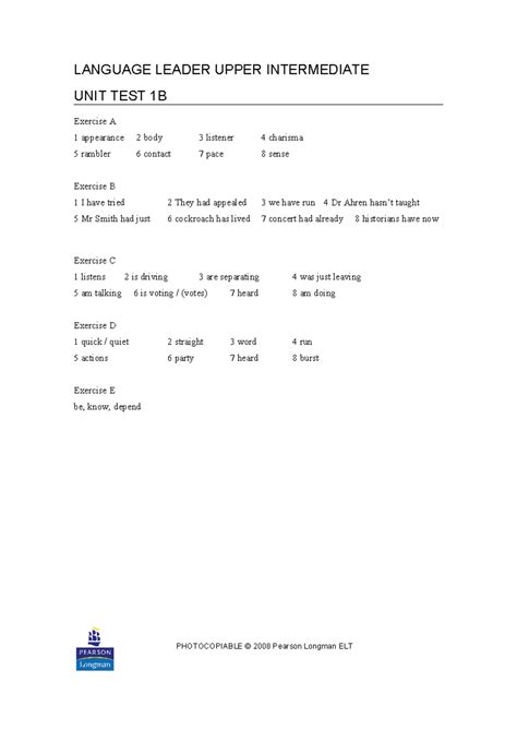 Leader Upper Intermediate Answer Key