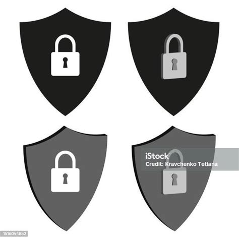 Shields With Locks Protection Symbol Vector Illustration Eps 10 Stock Illustration Download