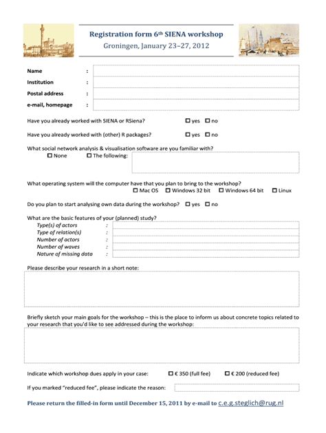 Fillable Online Gmw Rug Registration Form Th Siena Workshop Rug Fax