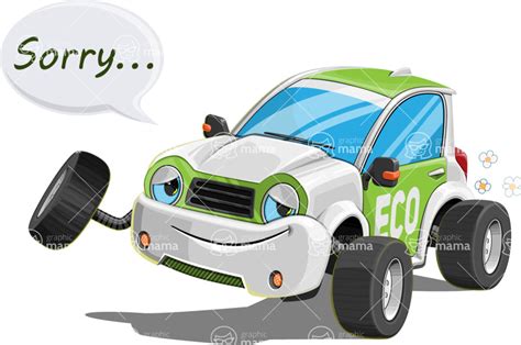 Electric Car Cartoon Character Set Sorry Graphicmama