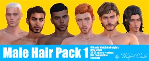 Male Hair Pack 1 Wistful Castle Hair Pack Mens Hairstyles Best Sims