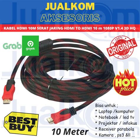 Jual KABEL HDMI 10M SERAT JARING HDMI TO HDMI 10 M 1080P V1 4 3D HQ