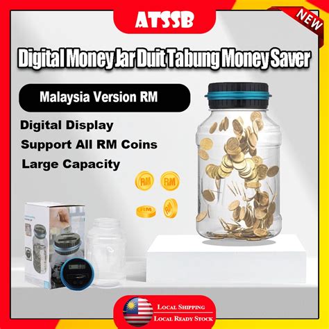 Atssb Tabung Duit Digital Piggy Bank Coin Savings Lcd Counting Jar Gift