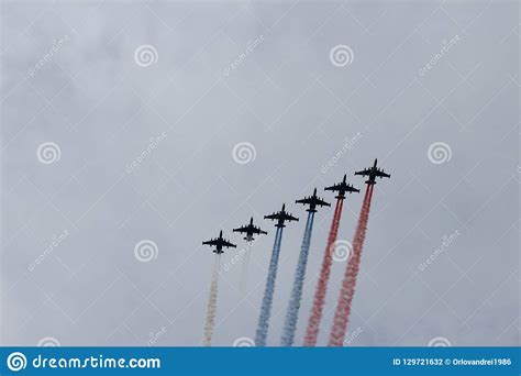 Military Aircraft In The Sky Over St Petersburg Paint In The Sky Of