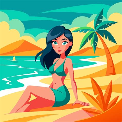 Premium Vector Woman In Bikini Summer Girl On Vacation Beach Swimsuit