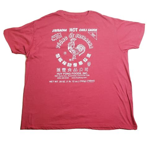 Men S XL Sriracha Hot Chili Sauce Red T Shirt Ripple Gem