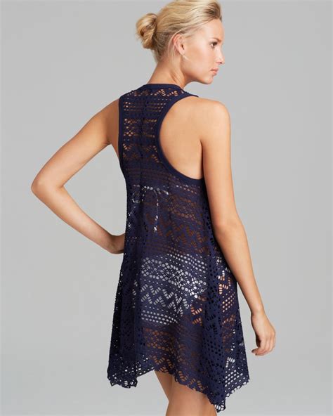 Lyst Robin Piccone Penelope Crochet Dress Swim Cover Up In Blue