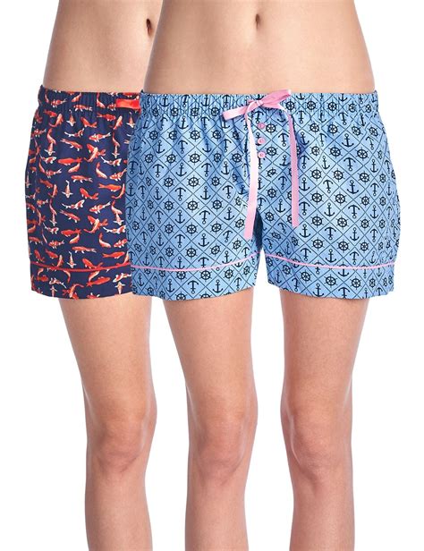 Casual Nights Womens 2 Pack Cotton Woven Lounge Boxer Shorts Women