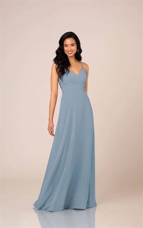 Classic V Neckline Chiffon Bridesmaid Dress With Floor Length Skirt