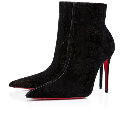 Kate Max Booty 100 Mm Low Boots Velvet Dor Black Women Christian Louboutin Sweden