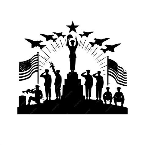 Premium Vector | Memorial Day silhouettes vector soldier with usa flag