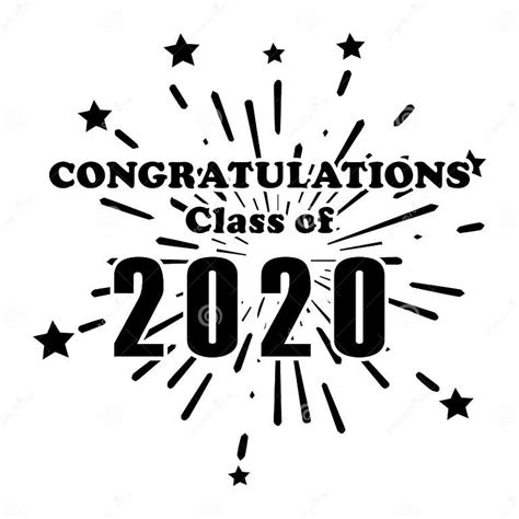 Congratulations Class Of 2020 Fireworks Explosion Star Greetings Text Word Icon Commencement