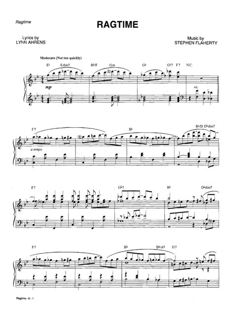 RAGTIME Musical Piano Sheet music | Easy Sheet Music