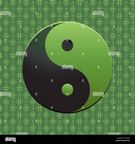 Stylized Yin Yang Symbol On Green Bamboo Background Eco Backdrop