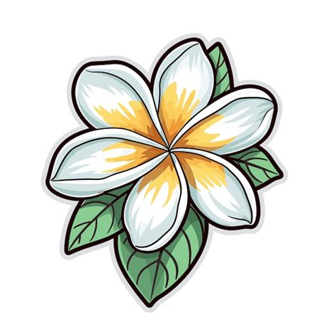 Premium Vector Plumeria Flower Sticker Illustration Vector