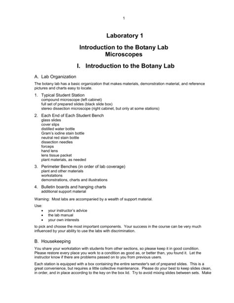 Introduction To The Botany Lab