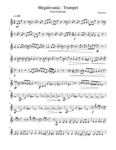 Megalovania Trumpet Sheet Music For Trumpet In B Flat Solo