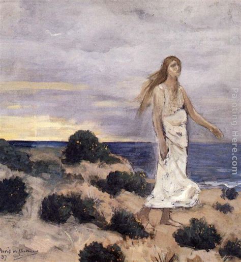 Pierre Cecile Puvis De Chavannes Woman By The Sea Painting Framed