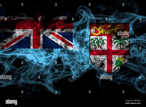 Fiji Fijian Smoke Flag Isolated On Black Background Stock Photo Alamy