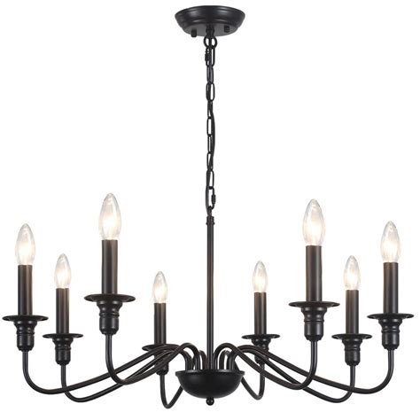 LWYTJO Harri 8 Light Black Dimmable Classic Traditional Chandelier