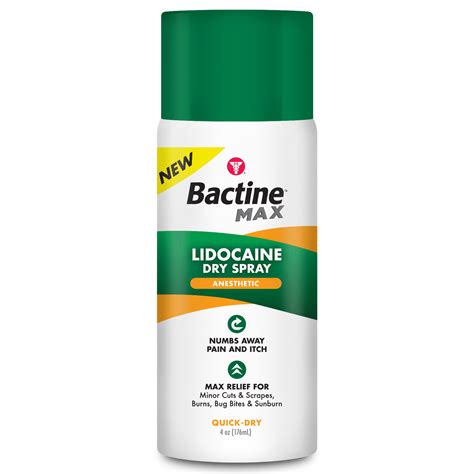 Bactine Max Pain Relief Dry Spray Anesthetic With Lidocaine Oz