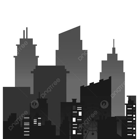 Cityscape Silhouette With Gradient Building Isolated City Silhouette