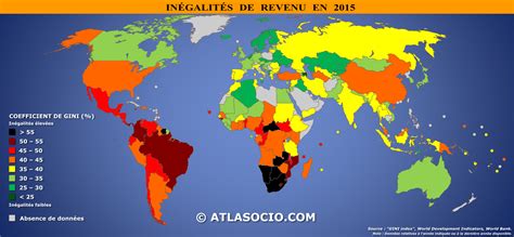 Carte Du Monde In Galit S De Revenu Coefficient De Gini Atlasocio