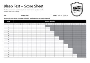 Beep Test Recording Sheet Fill Online Printable Fillable Blank