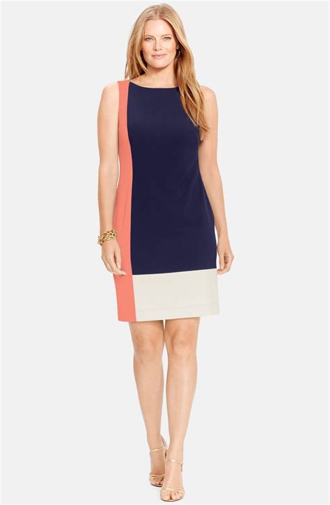 Lauren Ralph Lauren Colorblock Sleeveless Sheath Dress Plus Size