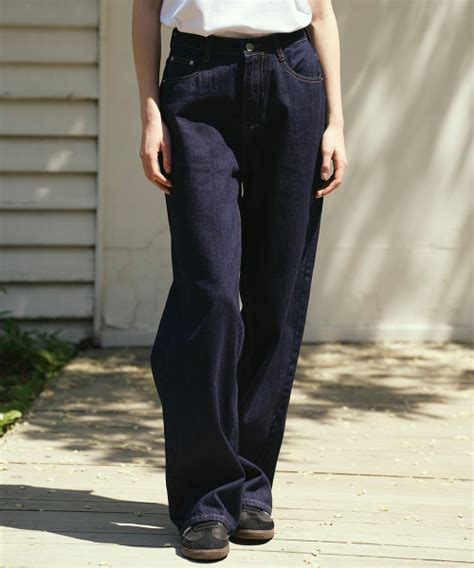 MUSINSA公式 THE GREEN LAB Semi wide indigo raw denim pants navy