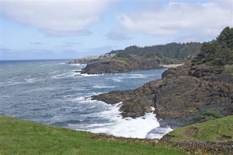 Rolling Green Meadows and Pacific Ocean Stock Photo - Image of oregon ...