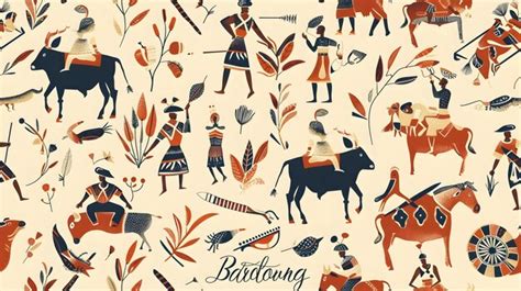 Illustrated Barolong Cultural Pattern Showcasing Batswana Farming ...