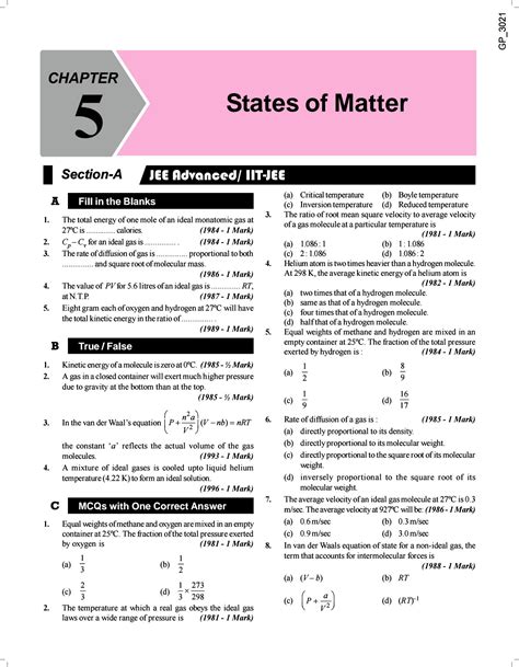 Solution Iit Jee Advanced And Jee Main States Of Matter Concepts