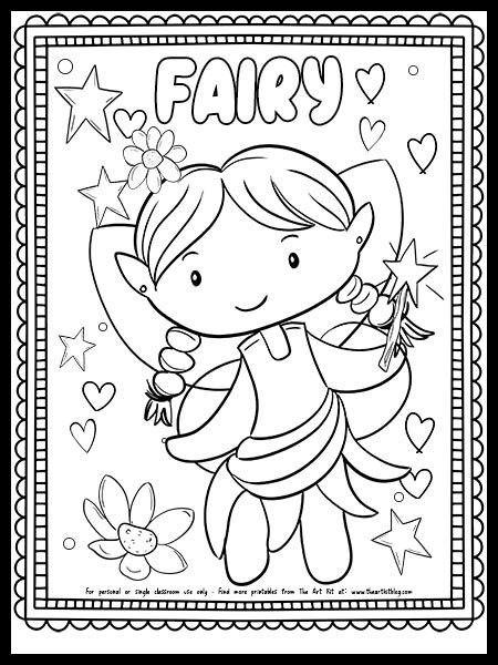 Cute Fairy Coloring Page Free Printable The Art Kit