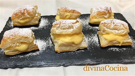 Receta De Miguelitos De Hojaldre Y Crema Divina Cocina