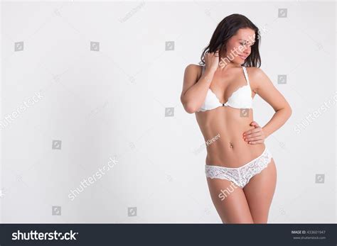 Sexy Woman White Lingerie On White Stock Photo 433601947 Shutterstock