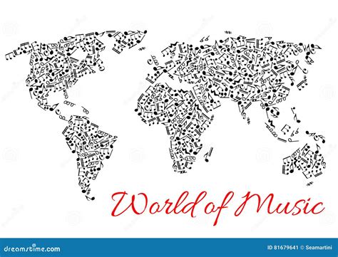 World Map of Muisc and Musical Notes Stock Vector - Illustration of ...