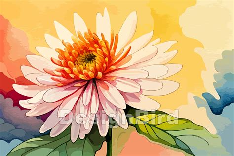 Chrysanthemum Flower Watercolor Art Graphic by Designbird · Creative ...