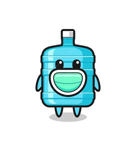 Premium Vector Cute Gallon Water Bottle Cartoon Wearing A Mask