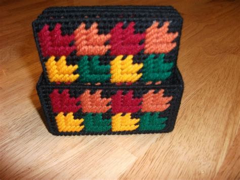 Fall leaves plastic canvas coaster set by CraftingCritters on Etsy