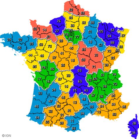 carte des departements de france