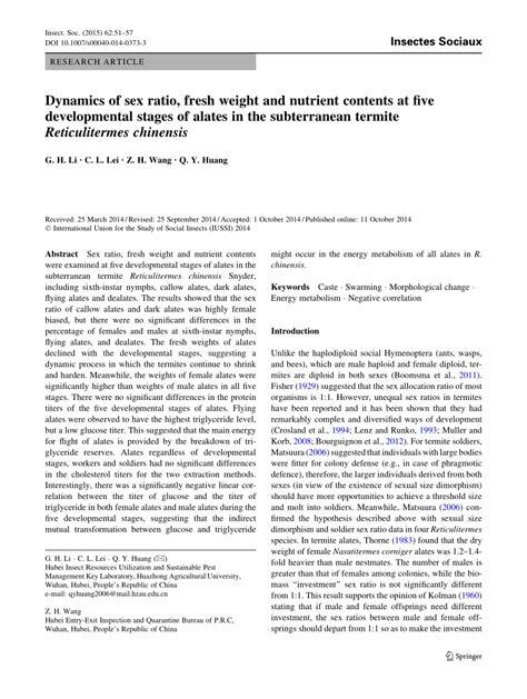 PDF Dynamics Of Sex Ratio Fresh Weight And Nutrient Contents At Five Developmental Stages Of
