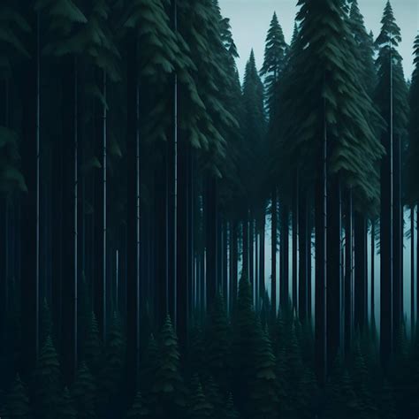 Premium AI Image | Dense Forest of Tall Dark Green Trees